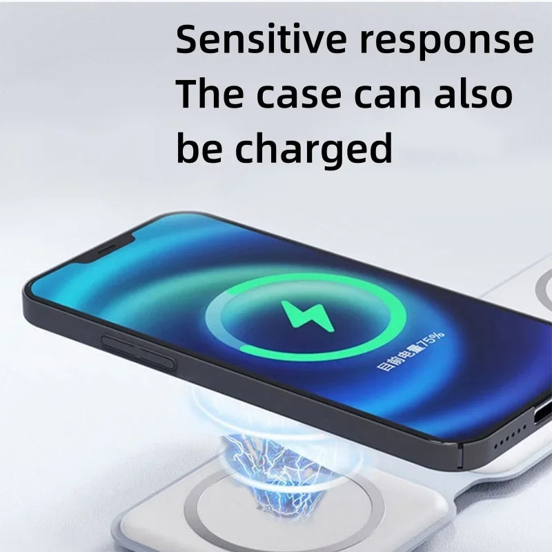 3 in 1 Wireless Magnetic Charger Fast Charging Dock Station Portable Foldable Stand Trip Charger For iPhone Apple Watch AirPods