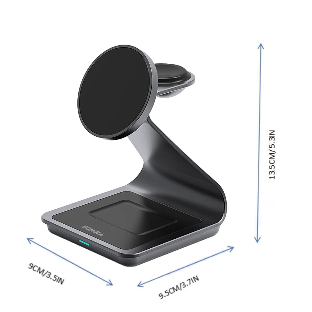 Bonola Magnetic 3 in 1 Wireless Charger Station for Samsung S24 Ultra/S25 25w Fast Charging Stand for Galaxy Watch 7/6/5/Earbuds