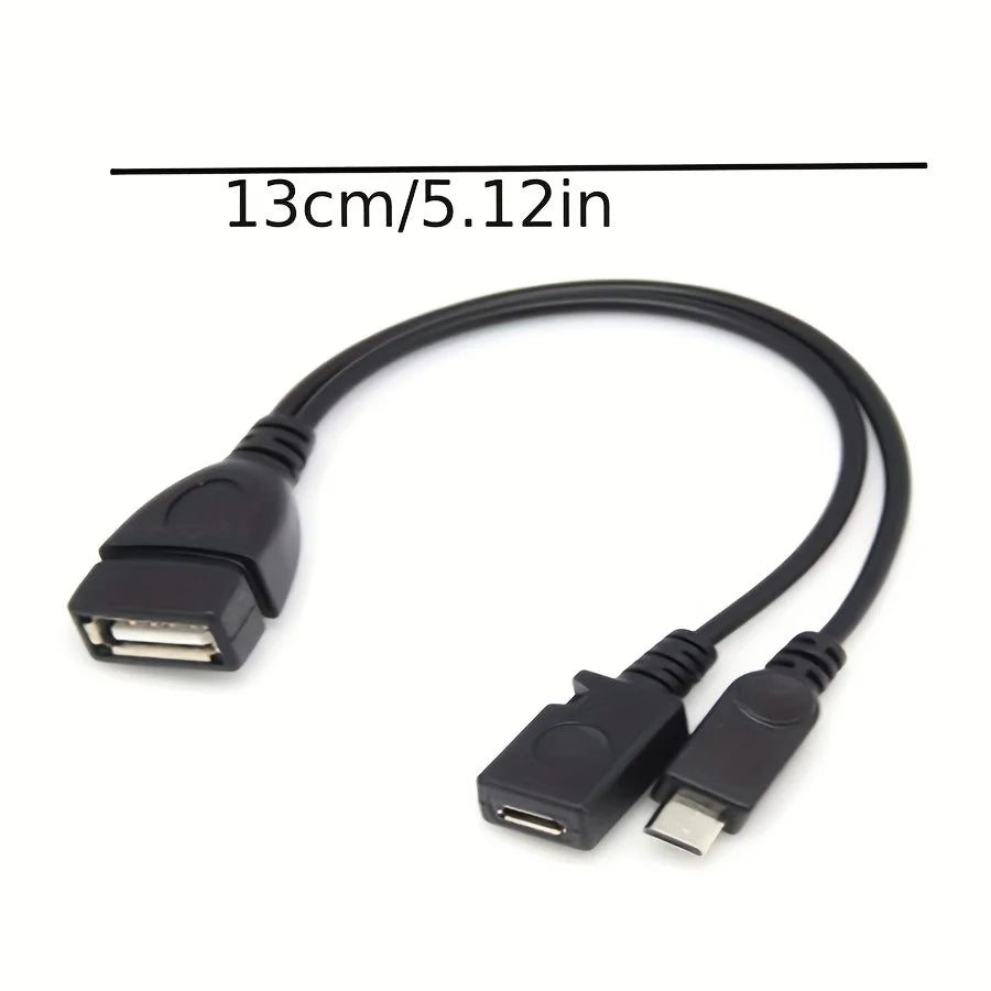 2-in-1 OTG USB to Micro USB Splitter Adapter for Fire Stick 4K/Fire TV, Android Phone/Tablet, Durable Tech Accessories