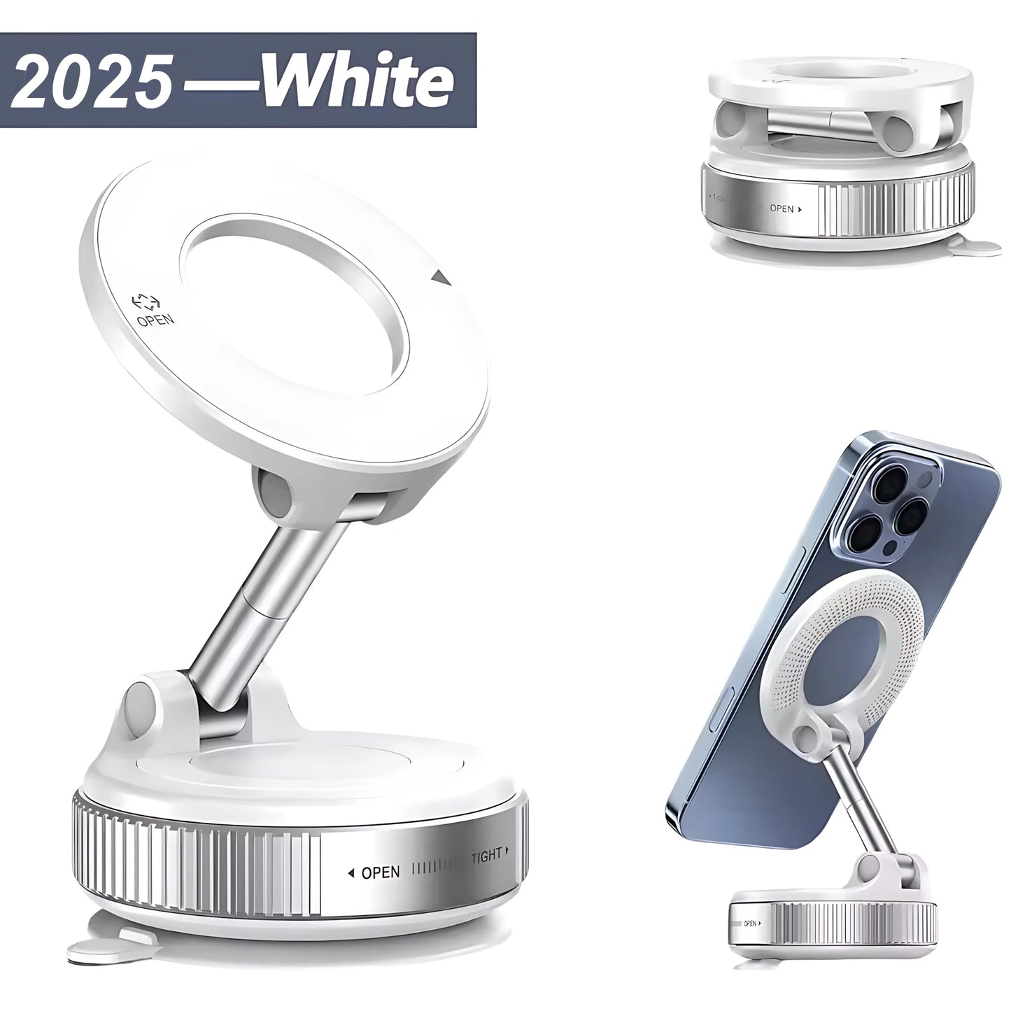 X68 For iphone 14 15 16 Strong Magnetic Car Phone Holder Foldable Design 360° Adjustable Vacuum Mount for Car/Desk/Bathroom Use