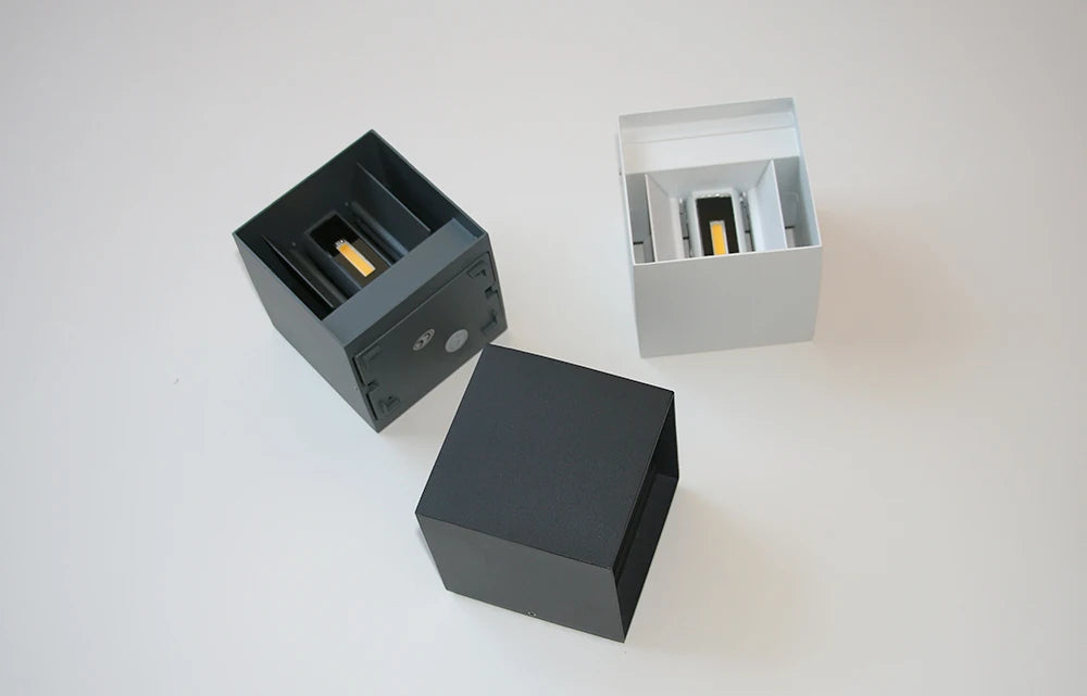 Outdoor Waterproof Wall Lamp Modern Square Aluminum Black White Gray Wall Lighting Porch Courtyard Lamp Exterior Wall Fixture