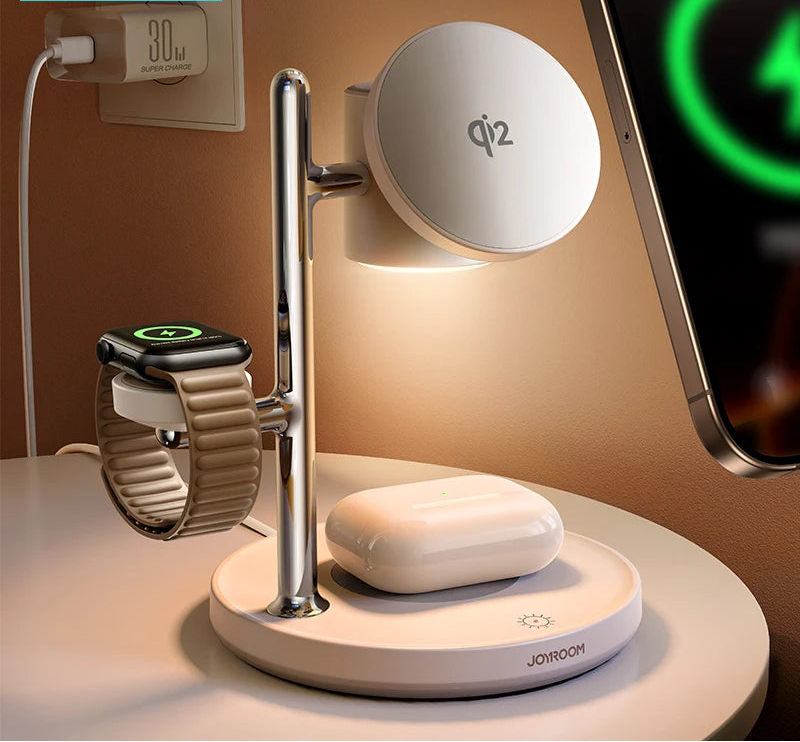 Joyroom Qi2 Magnetic Charging Station for Apple Fast Wireless Charger for iPhone 16 15 14 Pro Max for iWatch for AirPods JR-W23