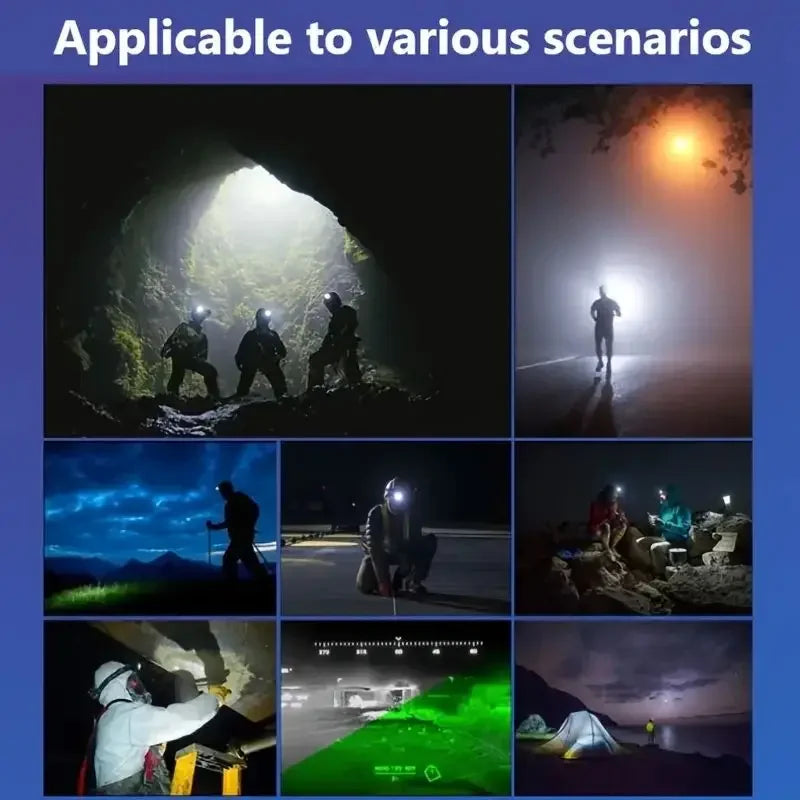 Multi-functional COB Headlamp Induction 6000K LED Bar Head Torch Work Light 5 Modes Rechargeable for Climbing Running Cycling