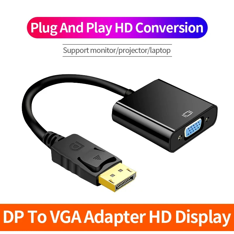 DisplayPort DP to VGA Adapter Cable Display Port For Projector DTV TV HDVD Laptop DP Male to VGA Female Converter Adapter Cable