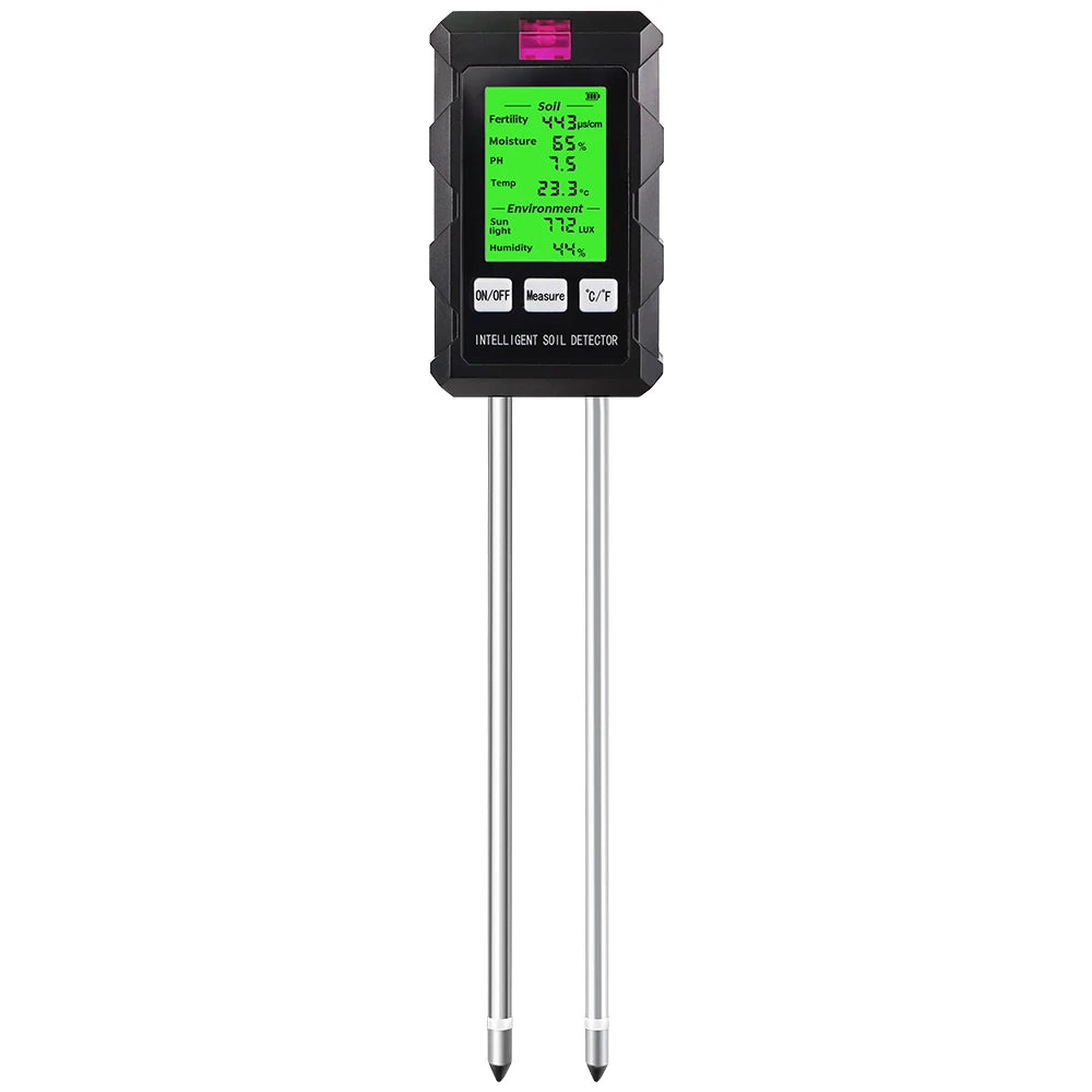 6 in 1 Soil PH Meter Sunlight Ambient Humidity Temp Soil Moisture Tester Nutrient Fertility Detector Garden Soli Analyzer