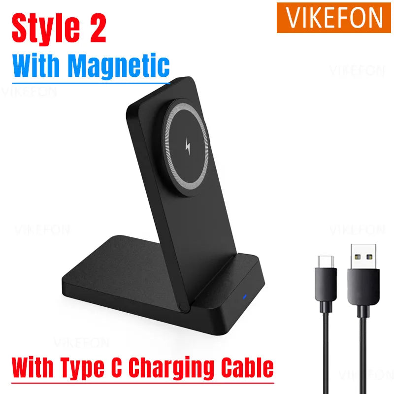 Wireless Charger Phone Desktop Folding Holder Stand For iPhone 16 15 14 13 12 Pro Max Samsung S24 Xiaomi Fast Charging Station