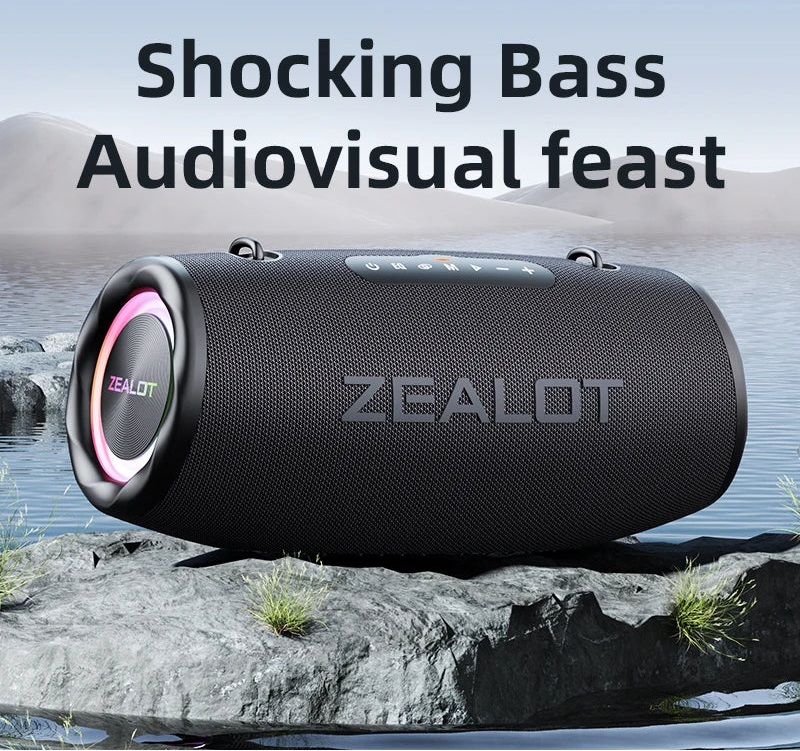 ZEALOT-S87 Outdoor Portable Wireless Bluetooth Speaker 80W High Volume Subwoofer Sound Performace IPX6 Waterproof Camping