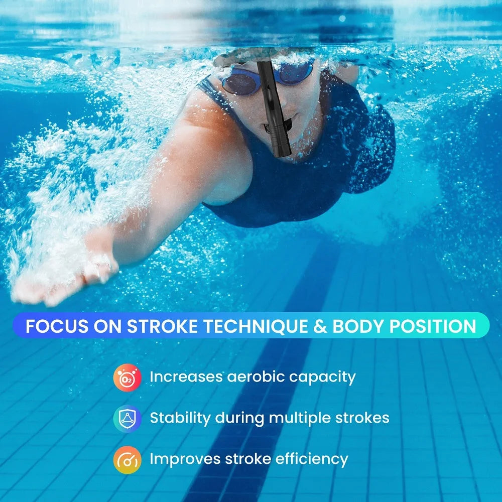 Original Center-Mount Swimmer's Snorkel for Lap Swimming and Swim Training Silicone Mouthpiece One-Way Purge Valve