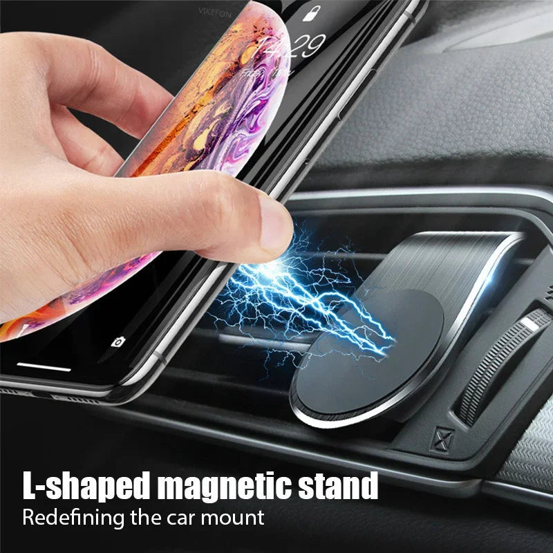 Mini Magnetic L-Type Phone Holder Air Vent Magnet Car Mount GPS Car Bracket for iPhone Samsung Xiaomi