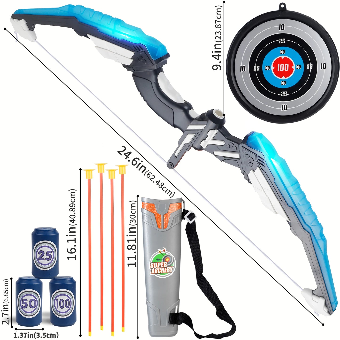 Kids LED Archery Toy Set, Hand-Eye Coordination Training, Multiple Set Options, Indoor Outdoor Sports Gift, Halloween/Christmas