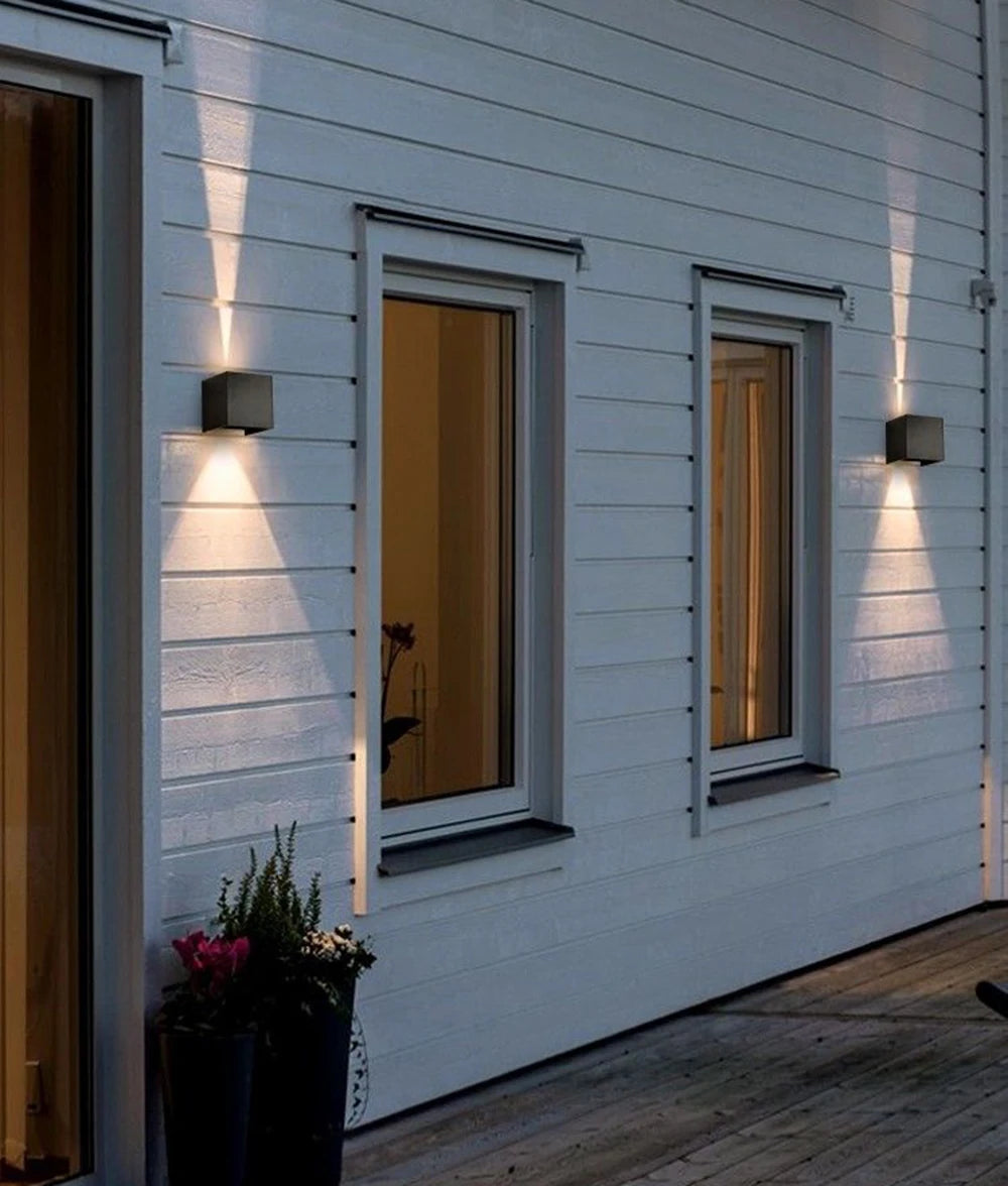 Outdoor Waterproof Wall Lamp Modern Square Aluminum Black White Gray Wall Lighting Porch Courtyard Lamp Exterior Wall Fixture