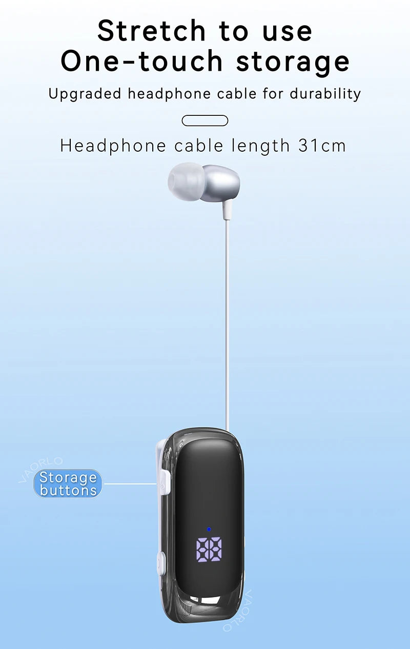 New K88 Lavalier Business Headset Bluetooth 5.4 Bass Earphone Call Vibration Reminder+Voice Number Reporting Wireless Headphone