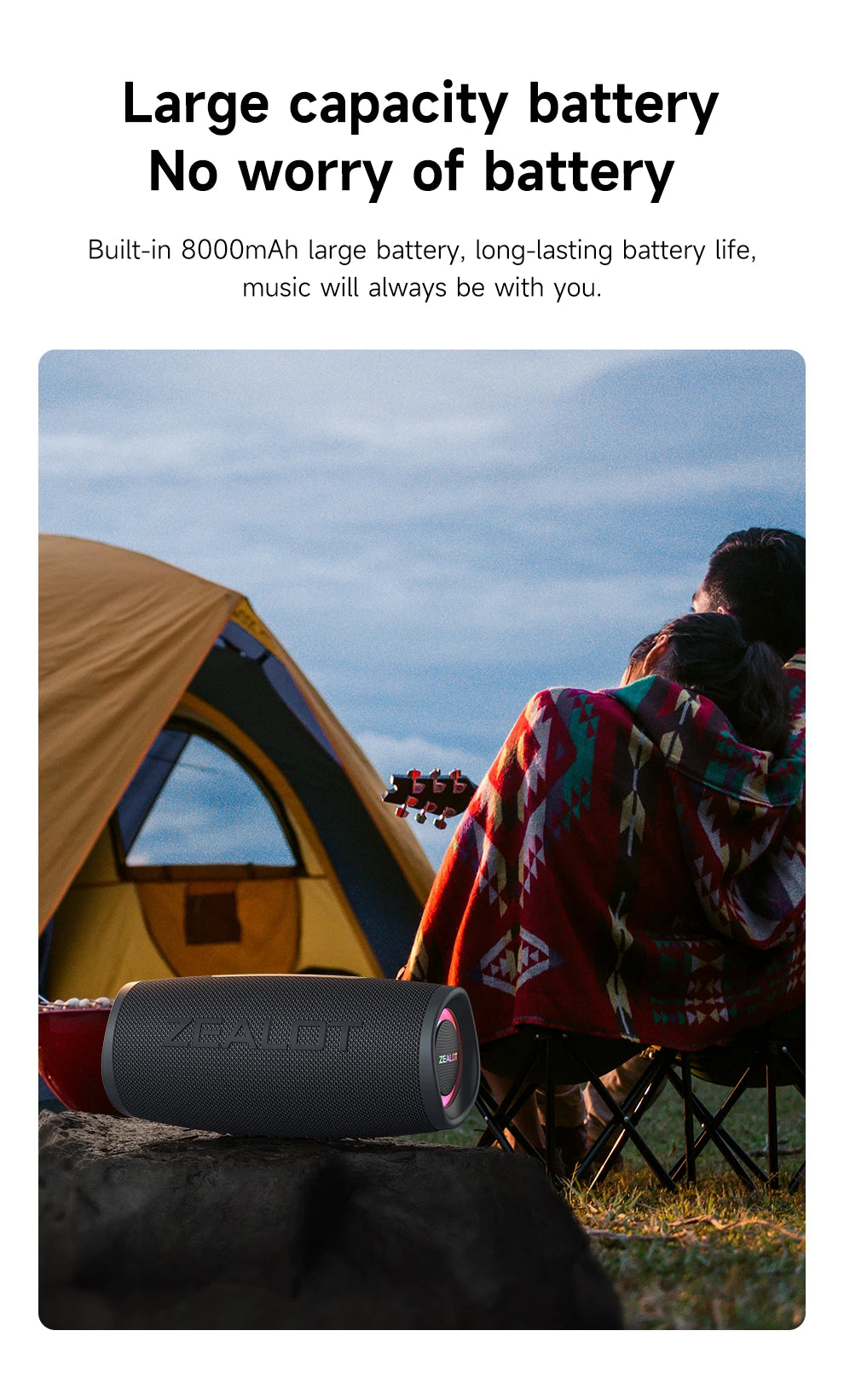 ZEALOT-S56 Bluetooth Speaker 40W Output Power Bluetooth Speaker with Excellent Bass Performace IPX6 Waterproof Camping Outdoor