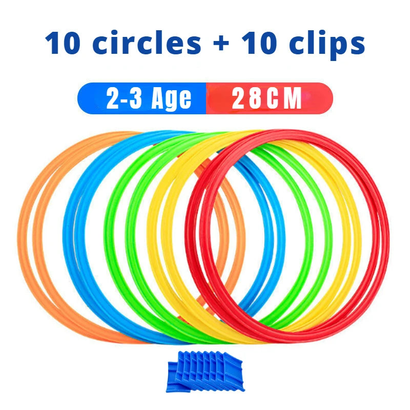 Outdoor Kids Jump Ring Game Set - 10 Hoops & 10 Connectors for Boys Girls, Fun Physical Training Sport Toys for Park Play