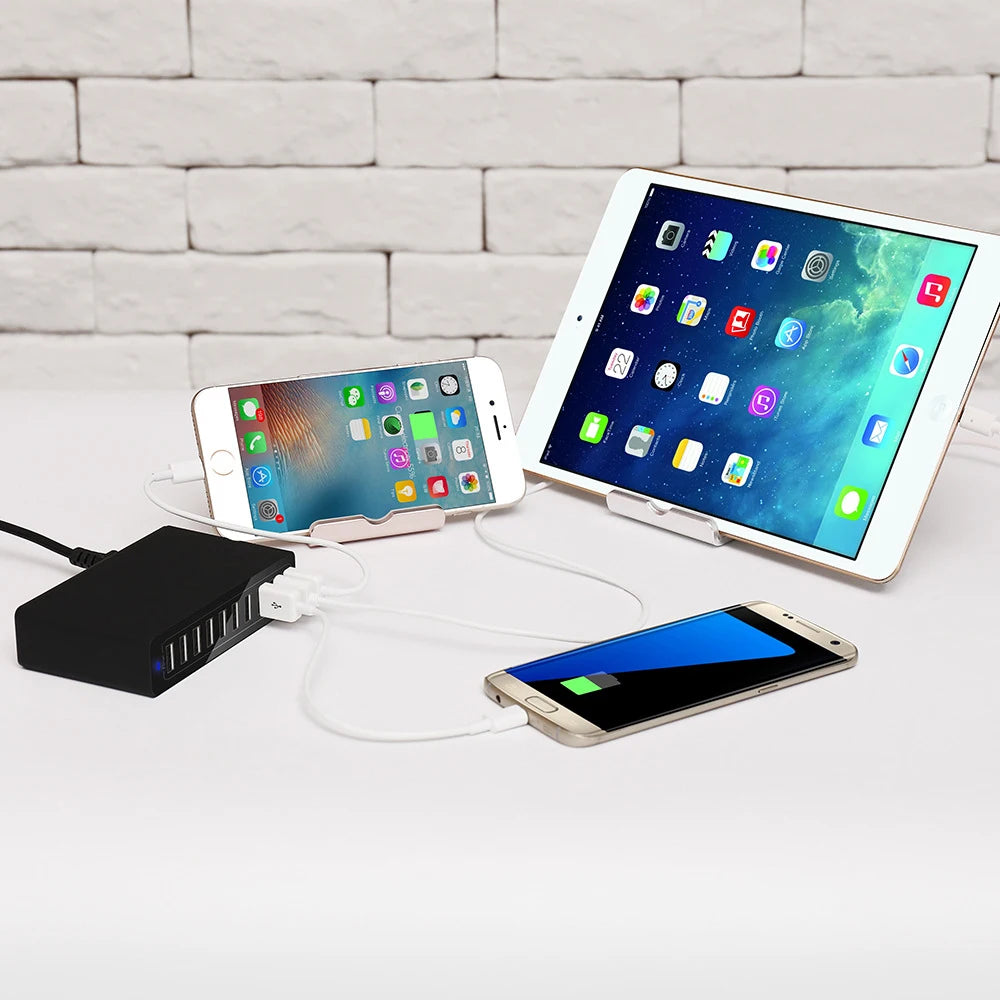 60W 10Port USB Charger for iPhone iPad Kindle Samsung Xiaomi Charging Station Dock Multi USB Charger Desktop Mobile Phone Charge