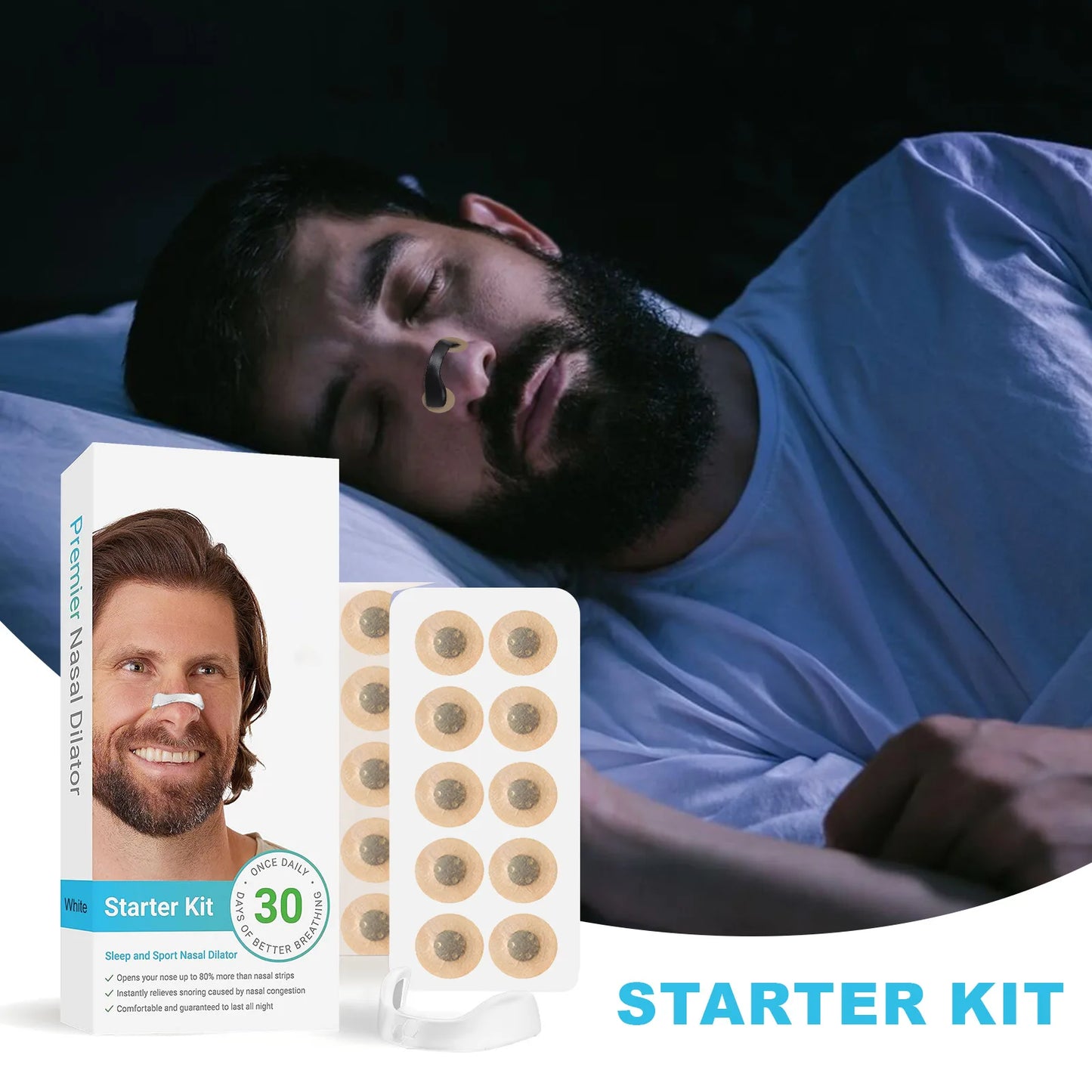 30Days/Box Sport Nasal Dilator Sleep Aid Magnetic Nose Strips Breathing Dilators Starter Kit for Snoring Reduction