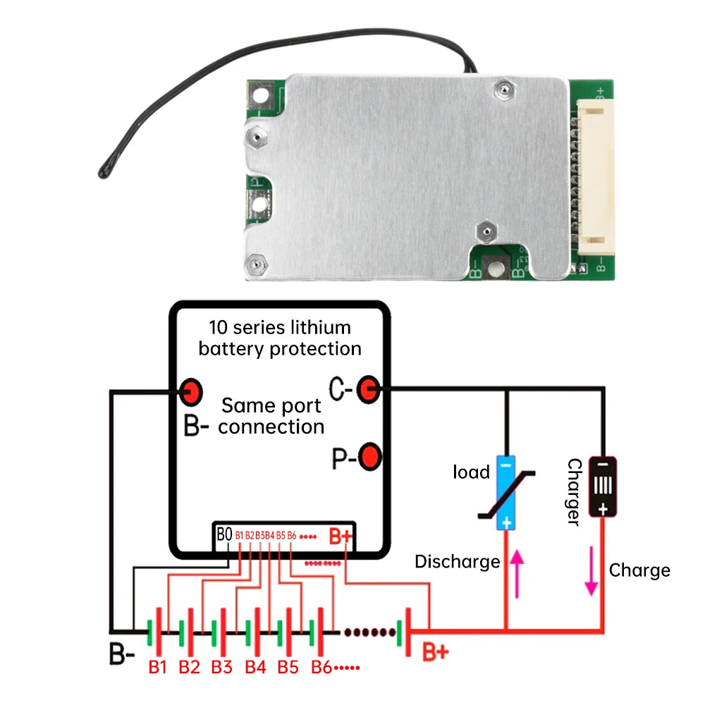 10S 36V 30A Same Port Split Port with Balanced Lithium Battery Protection Board Electric Vehicle Battery Protection Board BMS