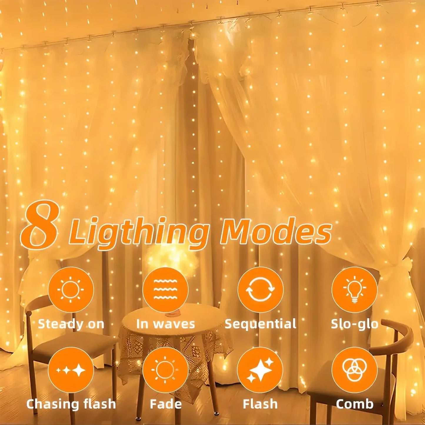 Outdoor Solar Curtain Light String Lights Garden Yard Pavilion Fairy Garland String Lights Holiday Wedding Decor Light