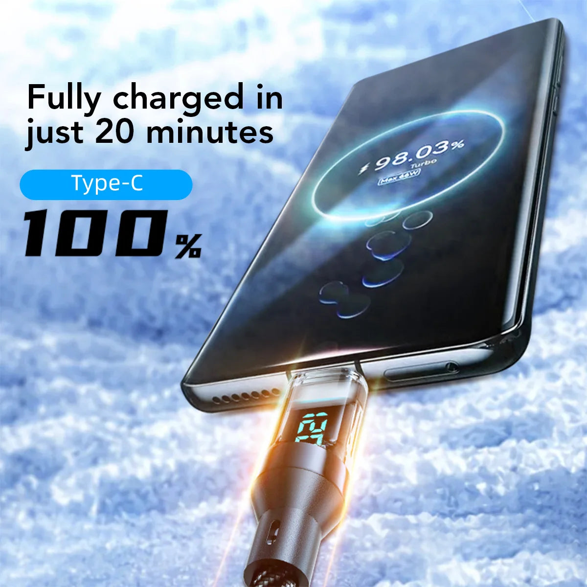 120W [Ultra-fast Super Charging Cable]120W LCD Watt Digital Display, Compatible for Samsung, Xiaomi, POCO, Tesla