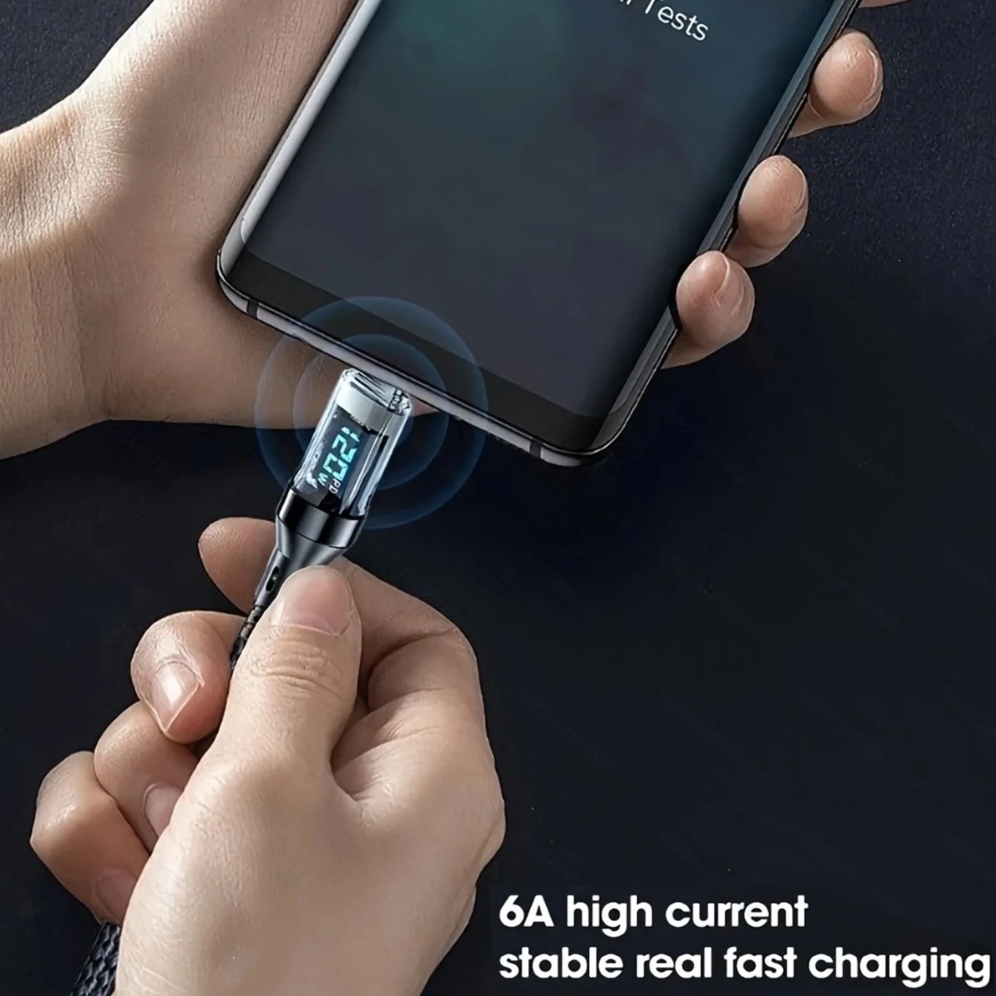 120W [Ultra-fast Super Charging Cable]120W LCD Watt Digital Display, Compatible for Samsung, Xiaomi, POCO, Tesla