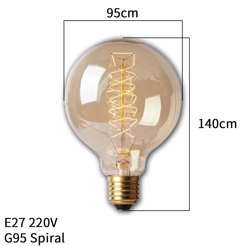 4pcs/lot Retro Edison Light Bulb E27 220V 40W ST64 G80 G95 T10 T45 T185 A19 A60 Filament Light Vintage Ampoule Edison Lamp