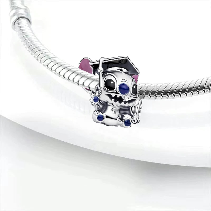 925 Sterling Silver Graduation Charm 925 Chain Beaded Fit Original Bracelet DIY Ladies Jewelry Accessories