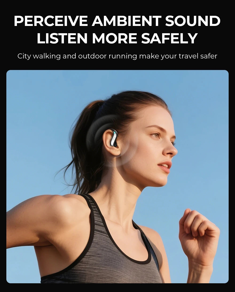 HTC NE23 Earphones Bluetooth V6.0 Open-Ear Wireless Headphones AI Translator Earbuds HD Call Sleek Thin lightweight Earhook