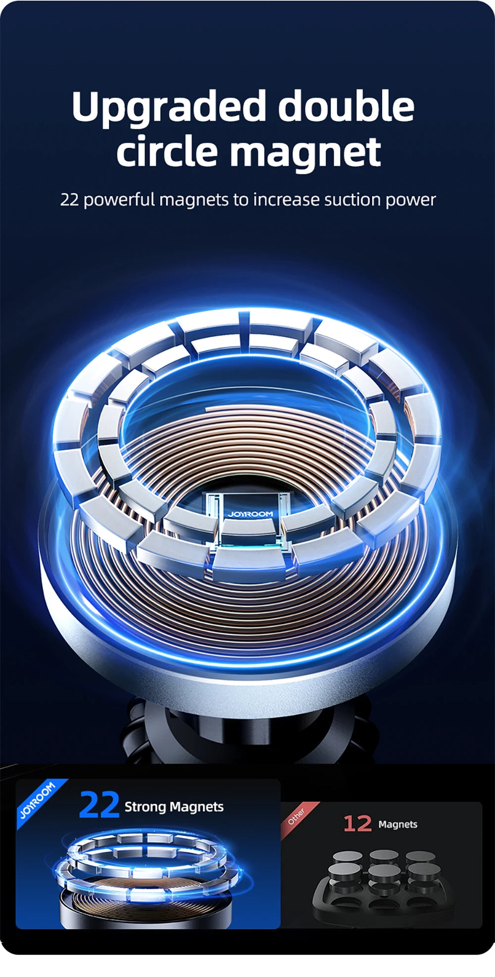 Joyroom Magnetic Car Phone Mount Wireless Fast Car Charger for iPhone Holder 15W Magnetic Car Phone Holder Mount Wireless