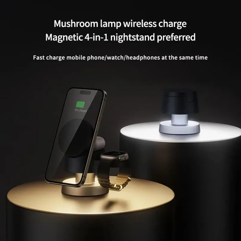 Magnetic 4 in 1 Light Phone Wireless Charger Stand For iPhone 16 15 14 13 12 Pro Max Apple Watch 9 8 Airpods Pro Fast Charging