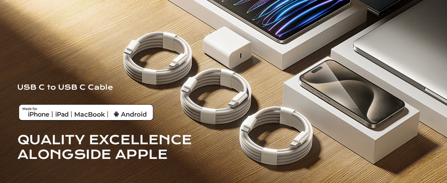 NNBILI 60W USB C to USB C Fast Charging PD Cable For iPhone 15 Pro Max Plus iPad Air 5 Samsung Huawei Xiaomi Type-C to Type-C ﻿