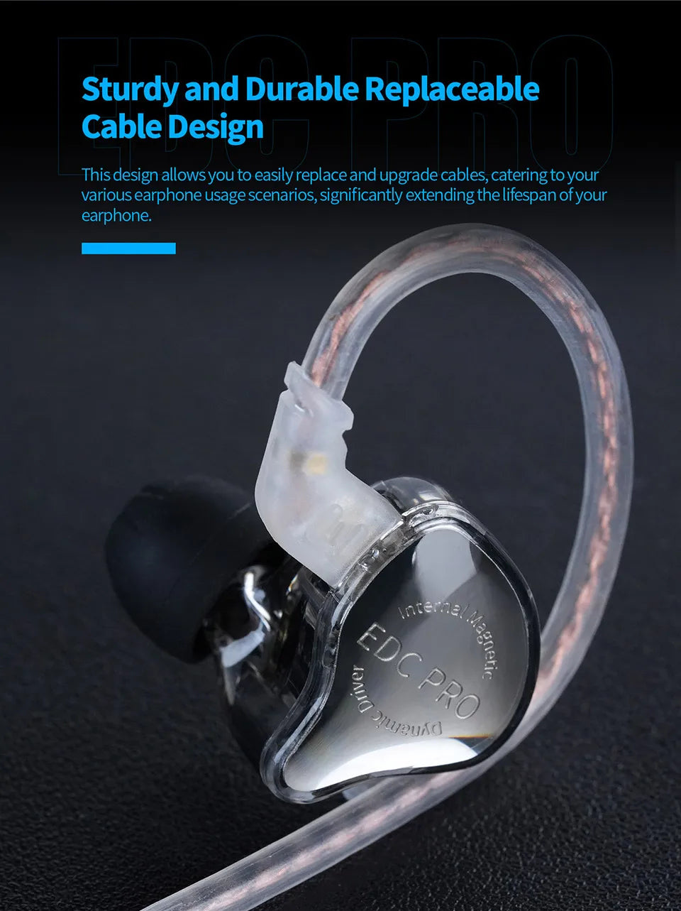KZ EDC PRO High-Sensitivity Large Dynamic Earphone  Silver Plated Cable \ OFC Flat Cable Optional