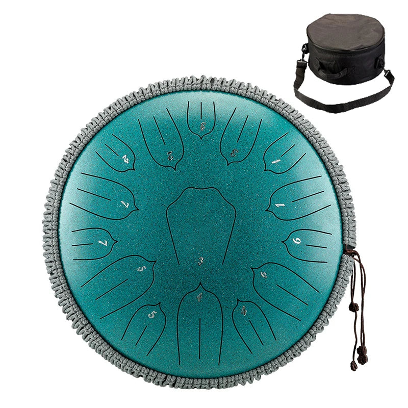 Hluru Music Drum 13 Inch 15 Notes Glucophone Steel Tongue Drum 15 Notes D Tone Ethereal Drum  Percussion Musical Instruments