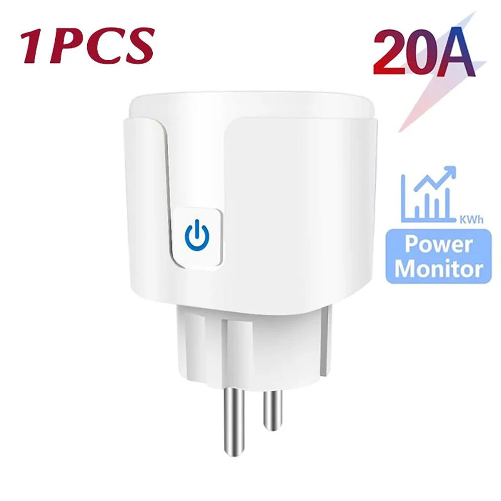 Smart Plug WiFi Socket EU 16A/20A With Power Monitoring Timing Function Works With Alexa, Google Home, Alice, SmartThimg