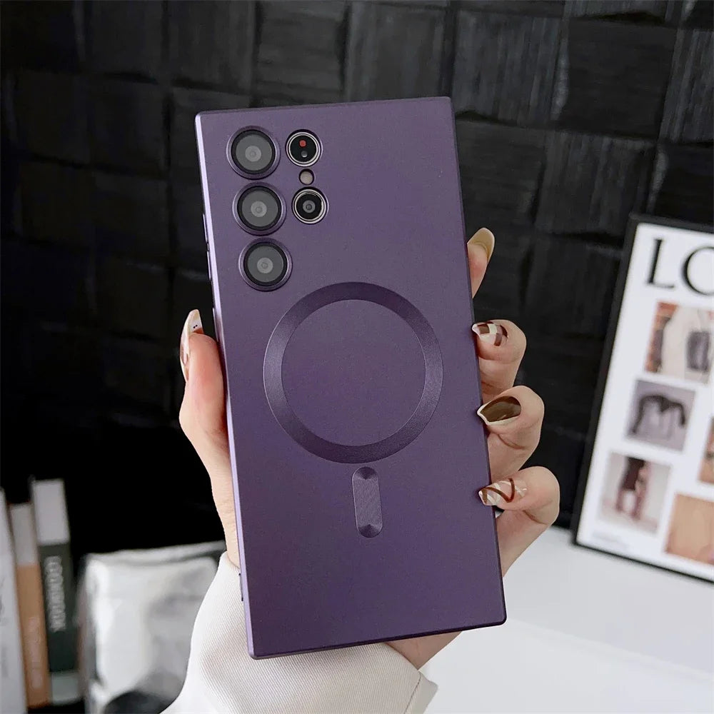Luxury Matte Magnetic Case for Samsung S25 S24 S23 S22 Ultra S21 S20 Plus Capa for Samsung Note 20 Ultra Magsafe Phone Cover