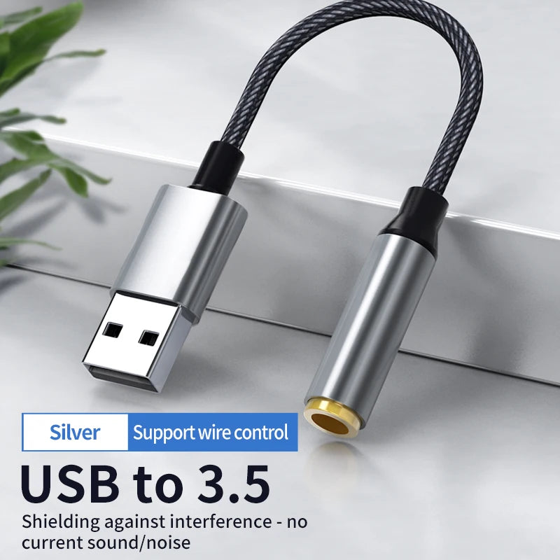 USB to 3.5mm Audio Jack Adapter USB A to 3.5mm TRRS USB to Audio Jack Adapter Headset External Stereo Sound Card