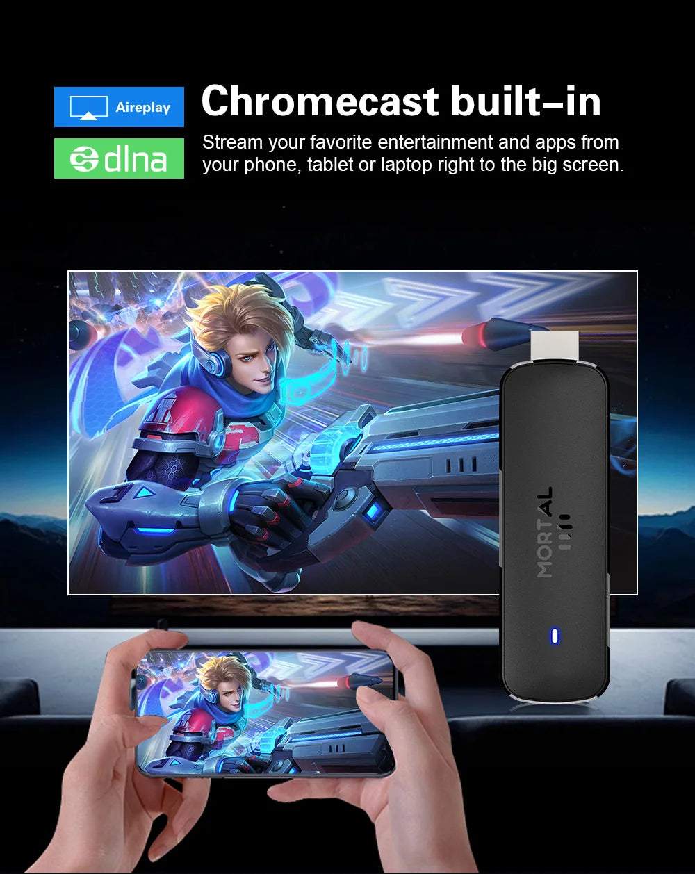 Factory Directly Android14 TV Stick Home theater Mortal Q8 Support 4K@60fps Video Wifi6 Allwinner H313 Quad Core Voice Remote