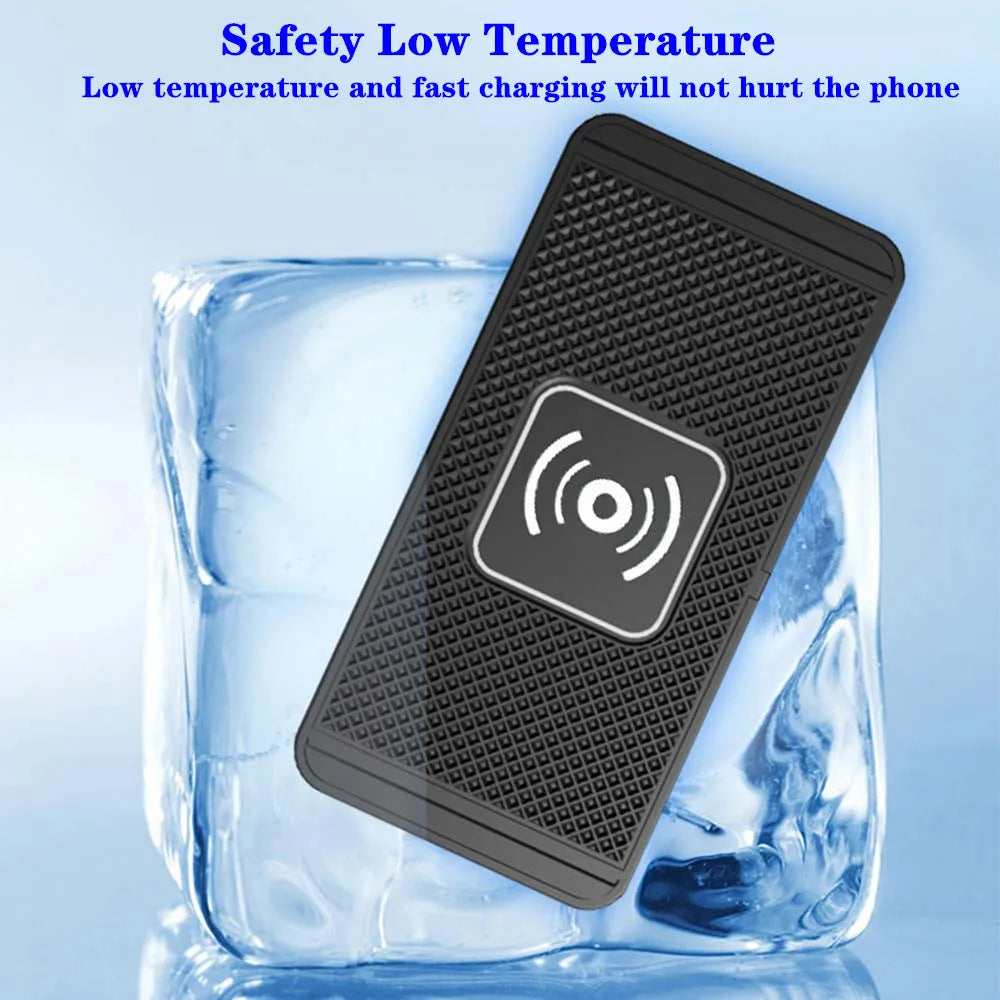 Wireless Car Charger Silicone Non-Slip Pad for Samsung S24 S23 iPhone 16 15 14 Xiaomi Car Induction Charger Fast Charging Pad