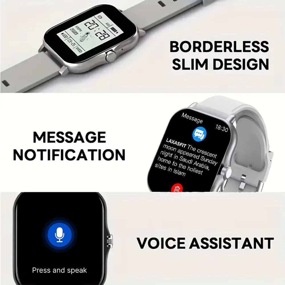 LAXASFIT 2025 New Smart Watch Bluetooth Talk Full Touch Screen Heart Rate Monitor Sports Fitness Smart Watch Men Women Gift