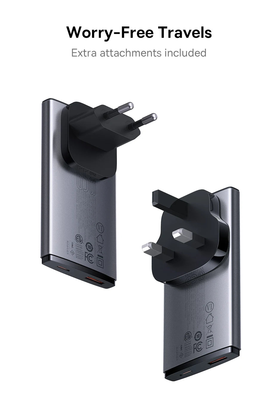 Baseus 65W GaN5 Charger Quick Charge QC 3.0 4.0 USB Type C Charger Portable Travel Charger Fast Charging For Laptop iPhone 14 13