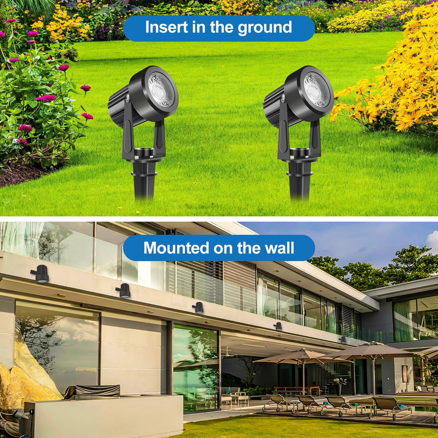 3000K Outdoor Spotlight Garden Landscape Decoration EU/US Plug Floodlight Waterproof Pathway Yard Lawn Lamp 110V 220V Lighti