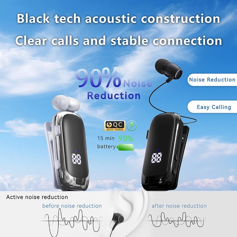 New K88 Lavalier Business Headset Bluetooth 5.4 Bass Earphone Call Vibration Reminder+Voice Number Reporting Wireless Headphone