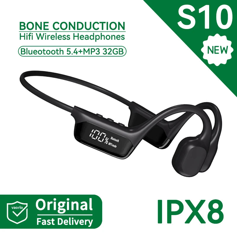 IPX8 True Waterproof Bluetooth 5.4 Swimming Diving Bone Conduction Headphone 32GB MP3 Player Summer Sports Cycling Music Headset