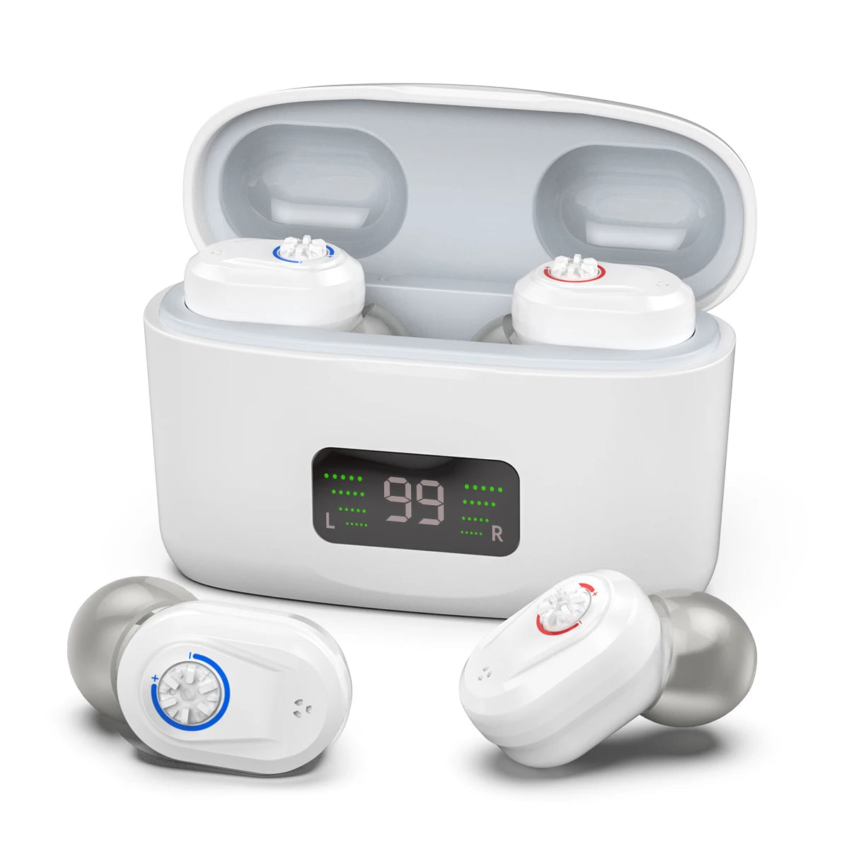 Wireless Mini Noise-cancelling Hearing Aid for Seniors, HD Digital Display, With Large-capacity Battery Charging Box