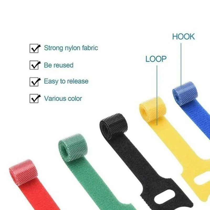 10/30/50pcs Multi-Purpose Fastener Cable Straps Tape Cable Ties Reusable Hook Loop Strips Wire Ties Cables Organizer Cord Wraps