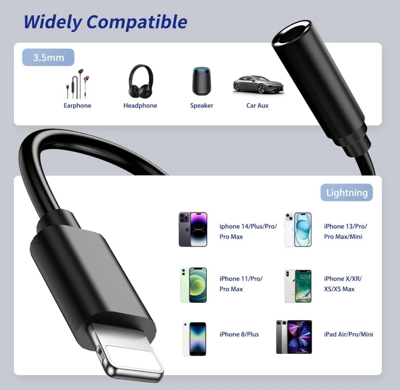 2 Pack MFi Certified Lightning to 3.5 mm Headphone Jack Adapter for iPhone, Earphone Converter Dongle Aux Audio Cable - Co