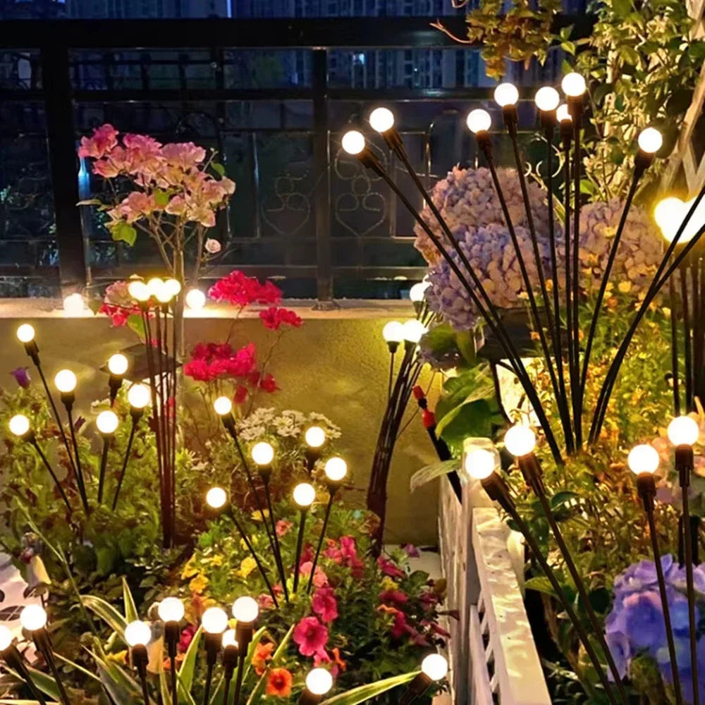 1PC 8/10Led Solar Garden Firefly Light Outdoor Waterproof Starburst Swing Decorative Lamp for Path Yard Patio Pathway Landscape