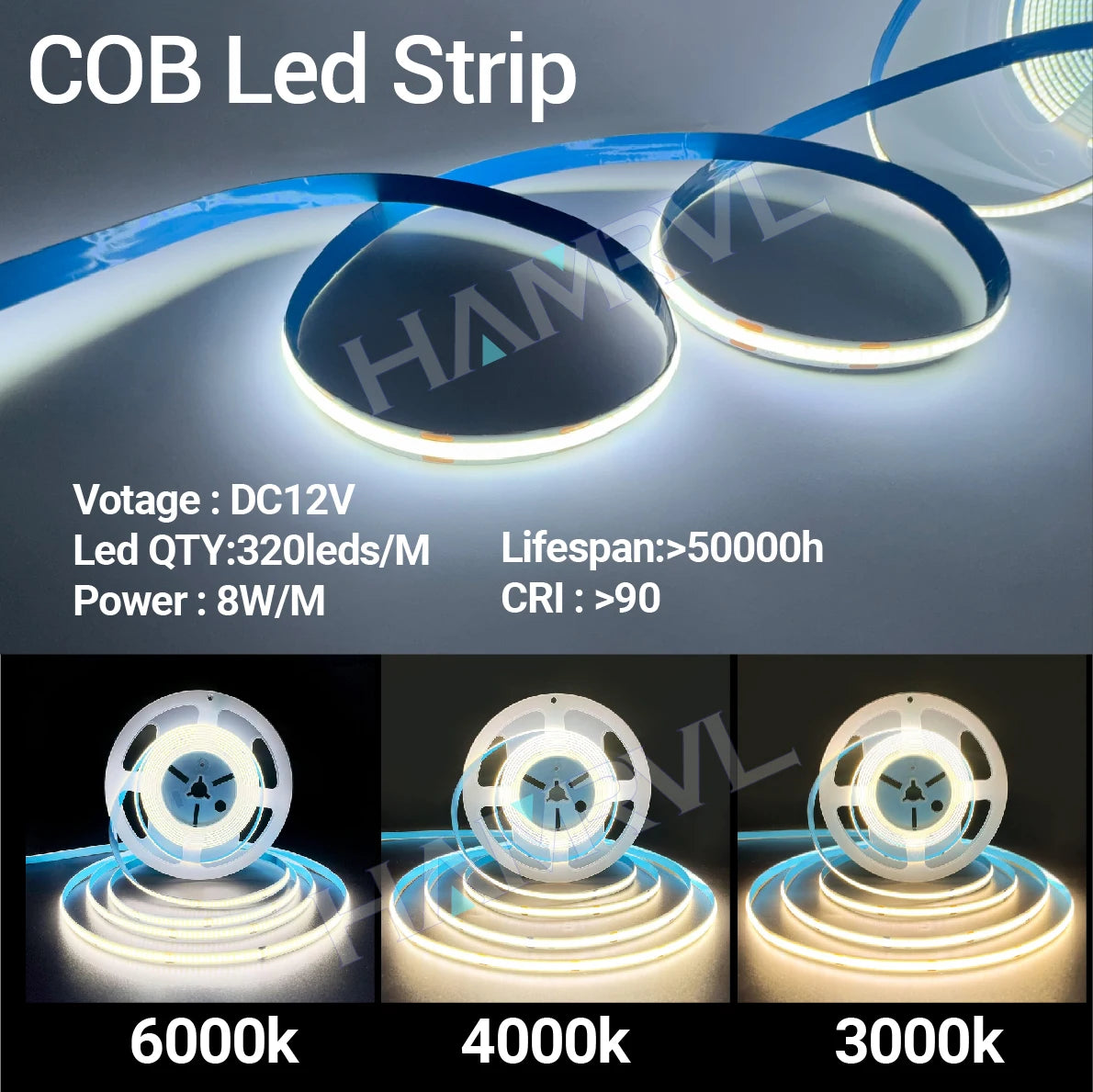 320LEDS/M DC12V COB LED Strip Lights 2M 3M 5M High Density FOB Flexible Diode Tape Light Linear Dimmable 12 Volt Home Decoration