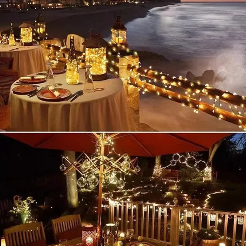 2 Pack Solar Fairy Lights 300LED Solar String Lights Outdoor Waterproof 8 Modes Copper Wire Twinkle Light