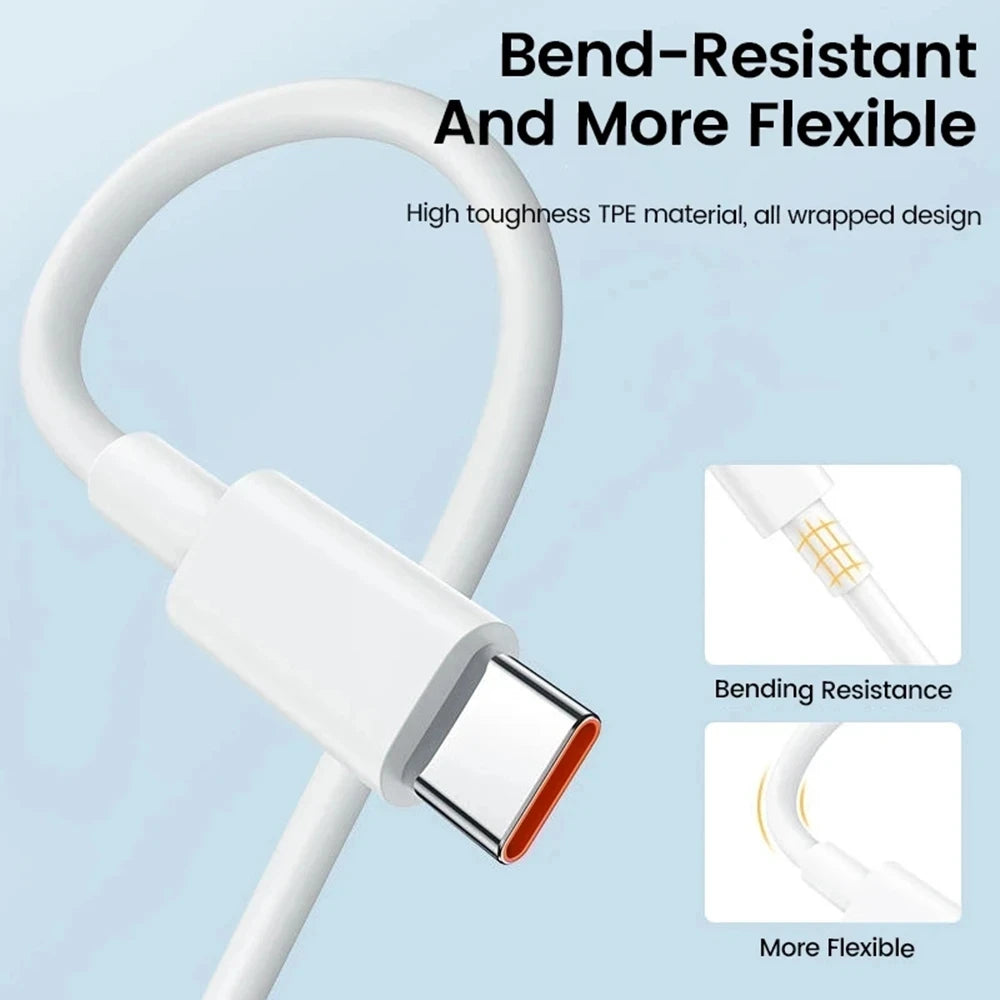 EU Plug 6A 67W Ultra Fast Charger For Xiaomi 10T 11 12 Lite 13T 14 Redmi Note 11T 12T 13 POCO X5 X6 F6 Type C USB Charging Cable