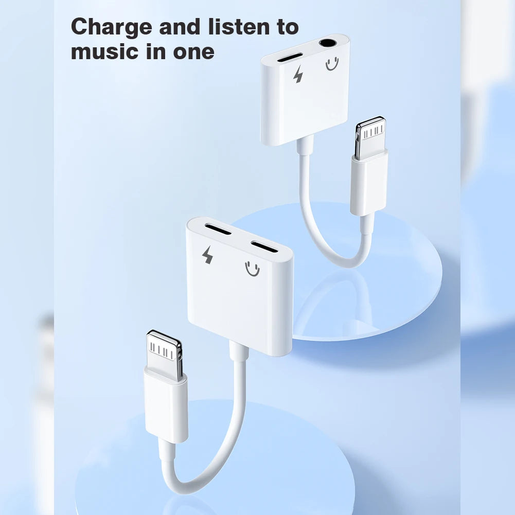Byscoon 2 IN 1 earphones Jack Charger Adapter AUX Cable For iPhone 14 13 12 11 Pro XS Max XR lightning to 3.5MM/Type C